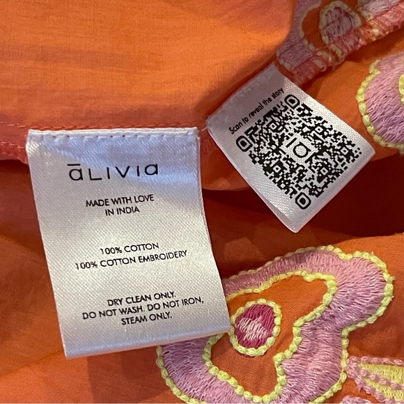 Alivia Perla Coral Smocked Waist Embroidered Floral Dress Medium - Picture 6 of 9